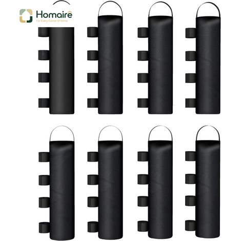 HOMAIRE 8er-Set Sandsäcke für Pavillonfüße aus strapazierfähigem 600D Oxford-Gewebe, 40 kg, Schwarz, ohne Sand