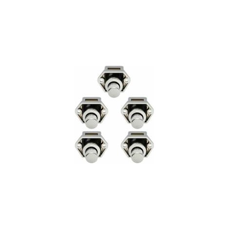 5 mini cerraduras de botón pulsador para muebles, ideales para cajones, armarios, puertas, caravanas, autocaravanas y barcos. Botones cromados - Crezuo