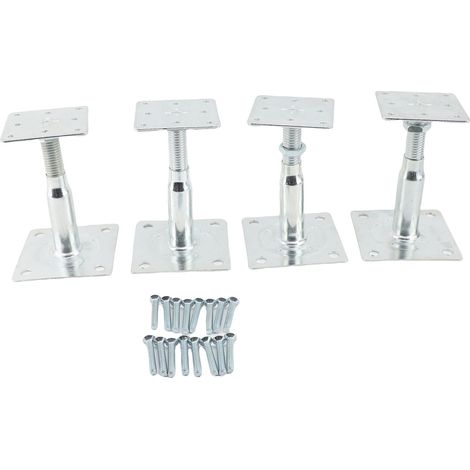 Supporto per palo in acciaio zincato antistatico, regolabile in altezza da 10 a 15 cm, 4 pezzi, base per supporto di ombrellone da balcone. (1/2)
