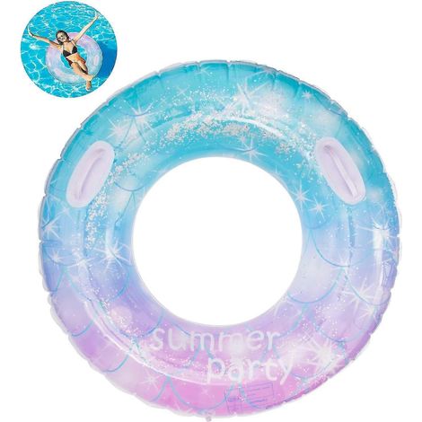 Bouée gonflable imprimée ciel étoilé, avec poignée, paillettes, transparente, résistante, pour adultes.-AquaForge (1/5)