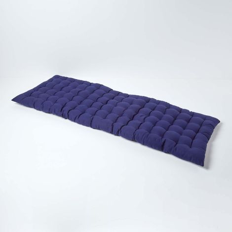 HOMESCAPES Navy Bench Cushion, Three Seater (1/5)