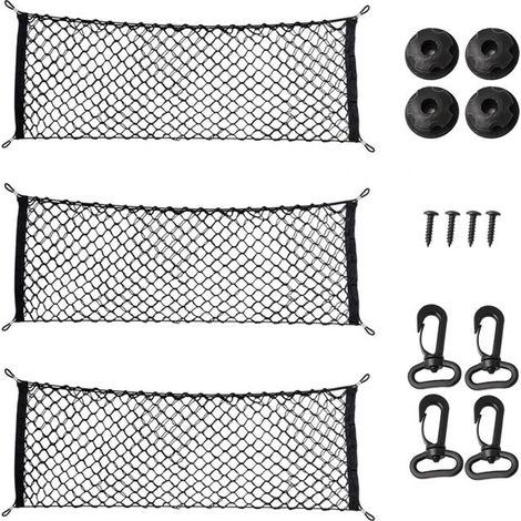 Meilleur prix - Sac de rangement de poche net de coffre de voiture 3 pièces Taille nette fixe: 110 x 40 cm (1/5)