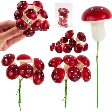 CV33985 SETAS EN UN PALITO SETAS ARTIFICIALES DECORACIONES DE OTOÑO SETAS