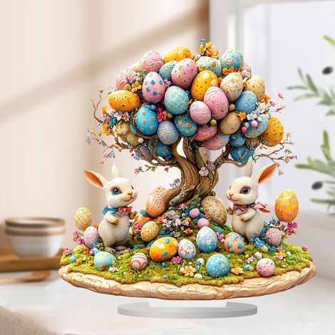 Décoration De Pâques - Décor En Acrylique Pour Arbre De Pâques Et Table - Motif Œufs De Pâques - 20 X 18 X 1 Cm - 1 Pièce (1/5)