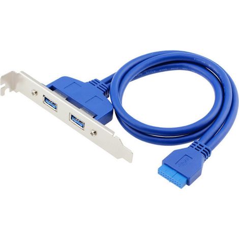 Câble de déflecteur 5 Gbit/s 20 broches vers double USB 3.0 pour carte mère PC, compatible avec les panneaux à vis.