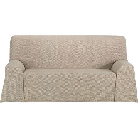 Foulard Polyvalent Saona, Plaid de lit, Couverture de canapé, Beige, 130 x 180 cm (1/3)