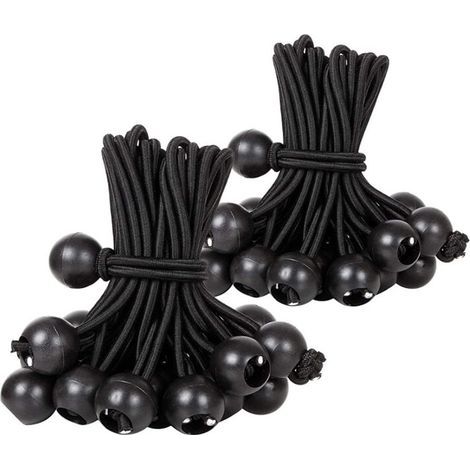Tendeur Boule, Tendeur Elastique Noir, Tendeur Élastique pour Pavillon,Bâche,Camping,Tente,Rideaux Harnais d’Extension(30 Pièces Noir 300mm) (1/4)