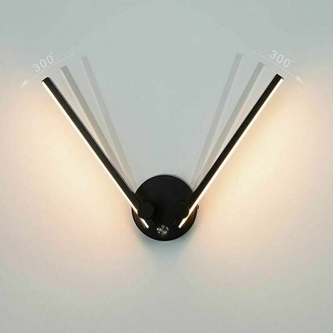 RHG Applique Murale Salle de Bain avec Interrupteur, 2 Ampoules, 12W, LED pour Miroir Salle de Bain 73cm, Double Lumière LED, Bras Orientable 300° (Noir 3000K)