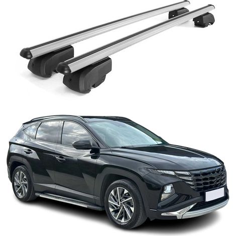 OMAC Aluminium Dachträger Querträger für Hyundai Tucson IV 2022-2026 – City Crash – ISO/PAS 11154:2006 – Abschließbar – Max. 75 kg – 2 Stangen Silber (1/5)