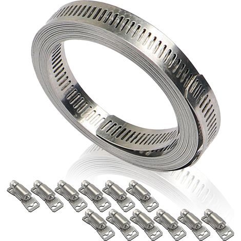 Confezione da 12 fascette stringitubo in acciaio inox - 5 m - Con viti - Per serbatoi, abitazioni, tubi del gas, tubi dell'acqua, refrigeratori, automobili (1/5)