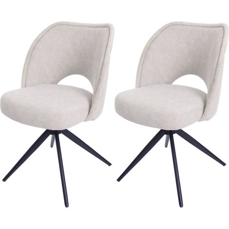 Lot de 2 chaises de salle à manger HWC-N72, chaise de cuisine rembourrée, pivotante Auto-Return, tissu/textile (420g/m²) (1/2)