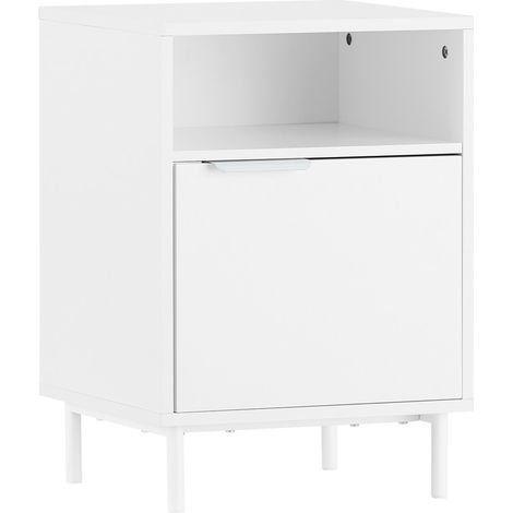 SoBuy FBT124-W Nachttisch Boxspringbett Sofatisch Beistelltisch schmal Telefontisch Nachtschrank mit 1 Tür Nachtkommode Weiß BHT ca. 40x57x35cm