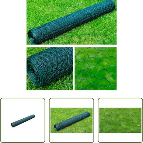 vidaXL Clôture pour chiens - Clôture en treillis acier hexagonal 1x25 m vert foncé (1/5)