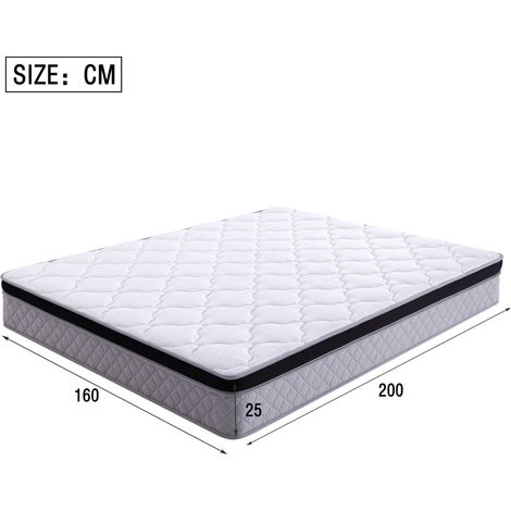 Materasso a molle 160 x 200 cm, spessore 25 cm, H3, ergonomico, bianco DESVIAE (1/4)