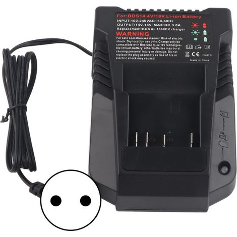Caricabatterie al litio da 14V-18V, mantenitore di carica intelligente per batterie Bosch BC660 BC1880, spina di rete 100-240V -Crezuo