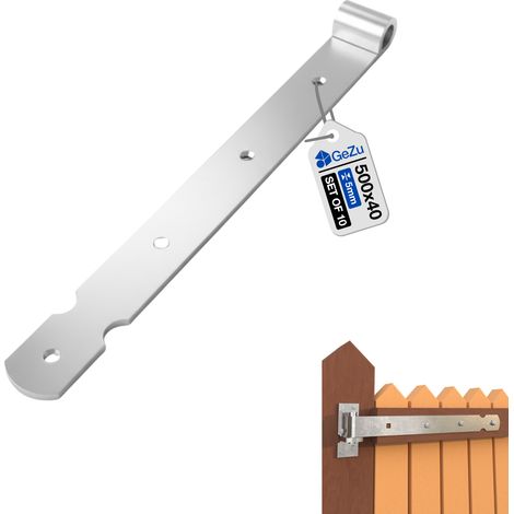 Lot de 10 Charnières de portail 500 mm – Galvanoplastie – Penture bout droit – Pentures lourdes avec gonds sur platine – Fixation robuste pour portails et structures bois – GeZu Impex (1/5)