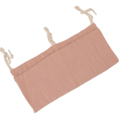 Sac de rangement pour berceau, avec 2 poches, bandoulière réglable, idéal pour ranger les jouets à côté du berceau, rose. (1/5)