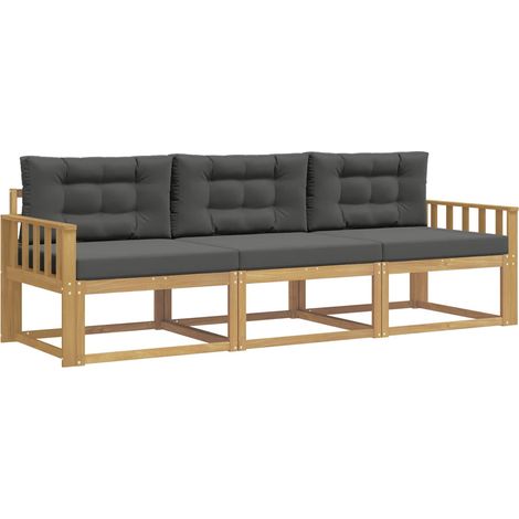Set di divani da esterno 3 pz Salotto da Giardino Bianco e Antracite Poliestere (1/5)