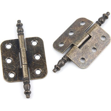 4 PCS Charnières Antiques 7035mm Charniere Porte Placard Vintage 6 Trous Charnières Rétro Pliant Charniere Decorative Fer Charnière Porte Meuble Ancien avec 24 Vis pour Tiroir Armoire Boîtes (1/5)