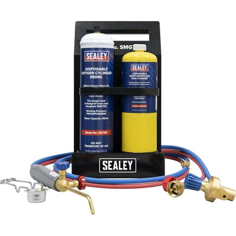 Sealey SMGKIT02 MAPP Gas & Oxygen Brazing Kit with 400g MAPP Cylinder & 950ml Oxygen Cylinder
