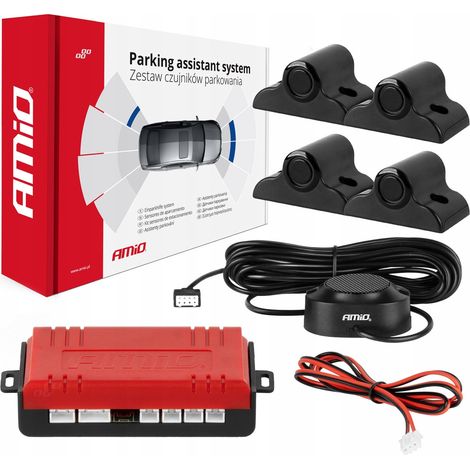 Kit di sensori di parcheggio posteriori con avvisatore acustico, 4 sensori neri, per camion e autobus, 19 mm AMIO-02278 (1/5)