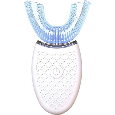 Brosse à dents électrique pour adultes, tête en silicone en forme de U, blanche
