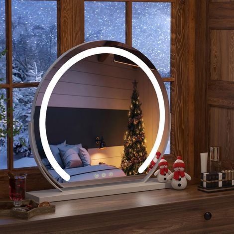 1 miroir, 3 températures de couleur, contrôle tactile, rotation 360°, éclairage led, pour salle de bain (1/5)