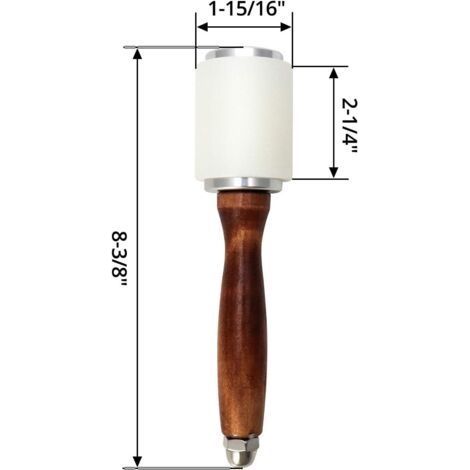 212 mm langer Nylon- und Lederhammer mit Griff aus Rindsleder und Holz für Bastelarbeiten, Stempeln, Nähen, Schläger (1/4)