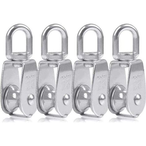 4 Pcs Blocs Monobloc en Acier Inoxydable 304, Grue pour Poulie M25, Charge Pivotante de 150 kg