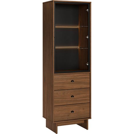 Vitrine 1 porte 3 tiroirs Riyo Bois foncé (1/5)