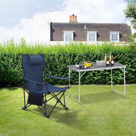 WOLTU 2er Set Campingstuhl klappbarer, Klappstuhl Liegestuhl für Outdoor, Angelstuhl Sonnenstuhl ultraleichter mit Armlehnen und Getränkehalter Blau