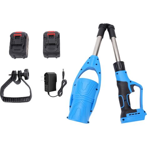 Souffleur de feuilles sans fil électrique avec batterie, chargeur rapide, pliable, idéal pour le nettoyage des terrasses et l'entretien des pelouses. Souffle les feuilles mortes et la poussière. Prise (1/5)