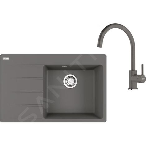 Franke - Set de cuisine G271ŠK, évier en fragranit CNG 611-78 TL/7 + robinet FC 6018.084, gris pierre 114.0700.776 (1/4)