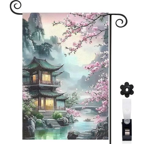 Drapeau de jardin vertical décoration extérieure toile durable double face 30 x 45 cm pour porche et cour (1/5)