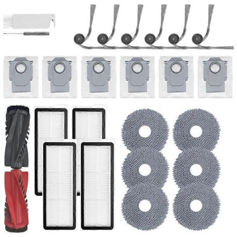 Kit d'accessoires Qrevo S5V (24 pièces) pour aspirateur robot Roborock Qrevo S5V/Curv/Edge : brosse, filtre et sacs de lavage.