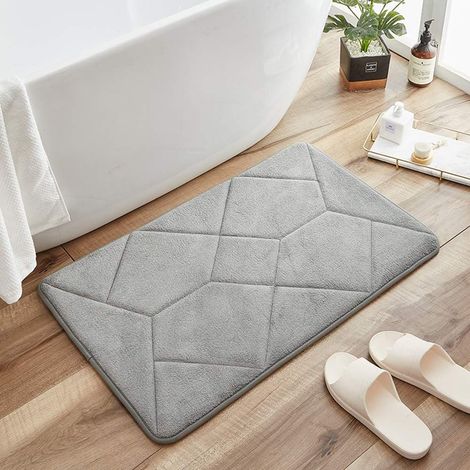 Tapis De Bain - Mousse À Mémoire De Forme - Antidérapant - Absorbant - 40 x 60 cm - Gris - 1 Pièce (1/5)