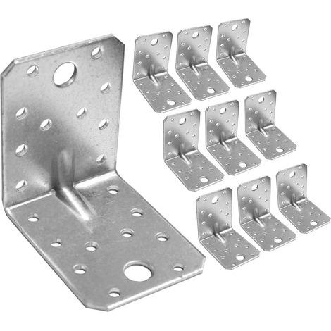 10x Equerre d'assemblage renforcée (70 x 70 x 55 x 1.8) Equerre de Fixation Angle Droit Support en forme de L, Équerre Angle 90 Degrés en Acier, Équerre de Coin (1/4)