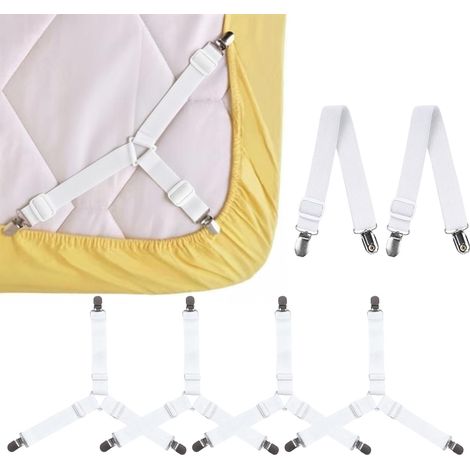 Attache Drap Housse - 6 Pièces - Métal Et Élastique - Réglable Triangle Rectangle - Pour Matelas Canapé Table (1/5)