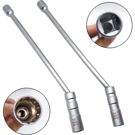 Clés À Bougie 14 Mm 16 Mm Allonger Magnétique Douille À Bougie Douze Pans 3/8" Universelle Flexible Clés À Bougie Douilles À Bougies Outil De Retrait De Clé (1/5)