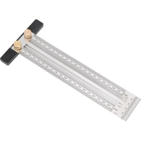 Règle en T en acier inoxydable de 200 mm pour le travail du bois, outil de traçage et de mesure pour le bricolage (1/5)
