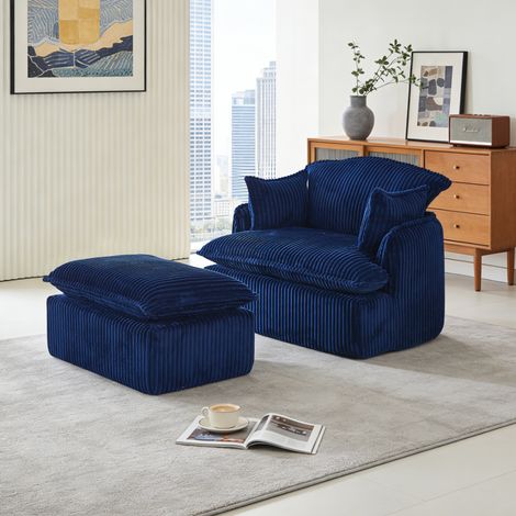Sillón compacto con reposapiés de franela 115 cm OKMYHOME (1/5)