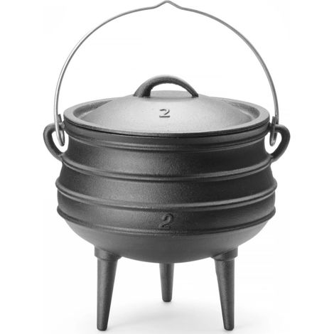 Gusseiserner Kessel, Jagdtopf, für über dem Feuer, für Suppen und Eintöpfe, Durchmesser 245 x 280 mm, 6 l (1/5)