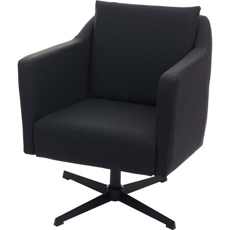 Lounge-Sessel HHG-713b, Sessel Cocktailsessel Relaxsessel mit Fußkreuz, drehbar Kunstleder schwarz