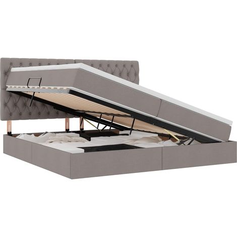 Maison Exclusive - Letto con contenitore LED e materasso Tortora 200 x 200 cm (1/5)