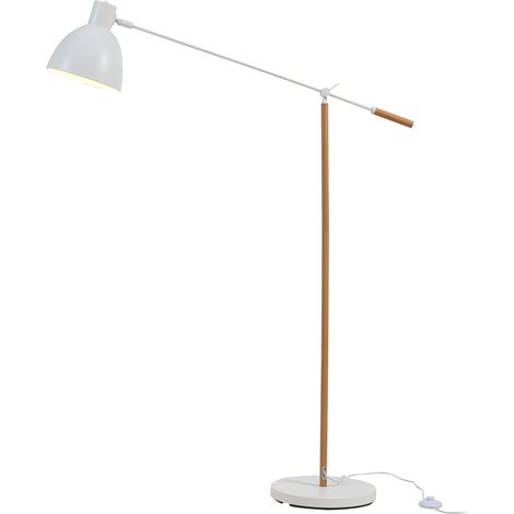 Lampadaire style intemporel lampe sur pied élégante luminaire design pour salon chambre bureau Banchory métal 163 cm effet bois / blanc