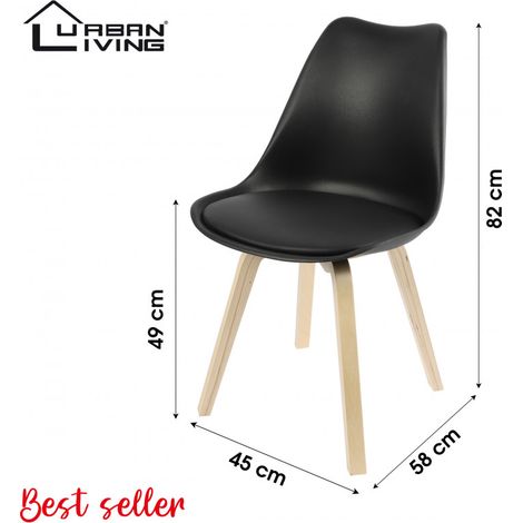 Chaise style épuré avec coussin - L 45 x l 58 x H 82 cm - Noir - Livraison gratuite