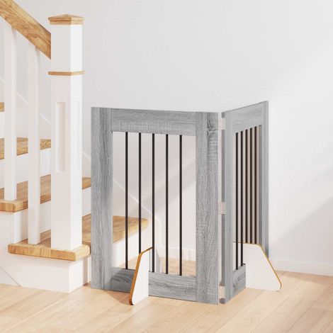 Puerta de perro con soportes 2 pcs Gris 60 x 80 cm