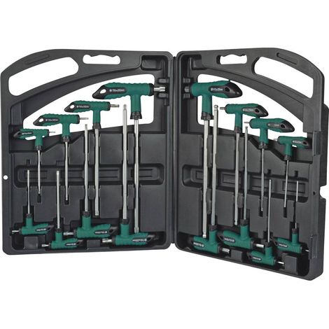 Brüder Mannesmann – Jeu de clés mâles coudées 16 pièces – Empreinte torx – Longueur courte pour accès limité – Poignée ergonomique antidérapante - Q260312 (1/4)