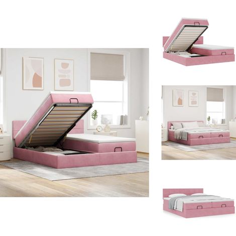 Cadre de lit ottoman avec matelas rose 200x200 cm velours - Cadre De Lit Ottoman - Cadres De Lit Ottoman - Cadre De Lit - Cadre De Lit Avec Rangement (1/5)