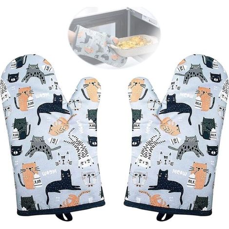 Paire de gants de cuisine en coton Ulisem, gants de cuisine en coton, gants de cuisine résistants à la chaleur, gants de barbecue, pour la cuisine, les grillades, le barbecue (1/4)